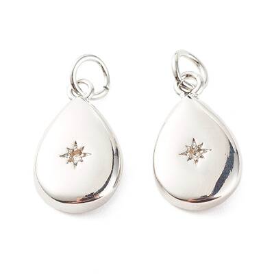 Brass Micro Pave Clear Cubic Zirconia Pendants