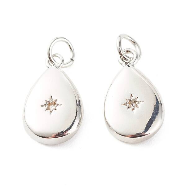 Brass Micro Pave Clear Cubic Zirconia Pendants