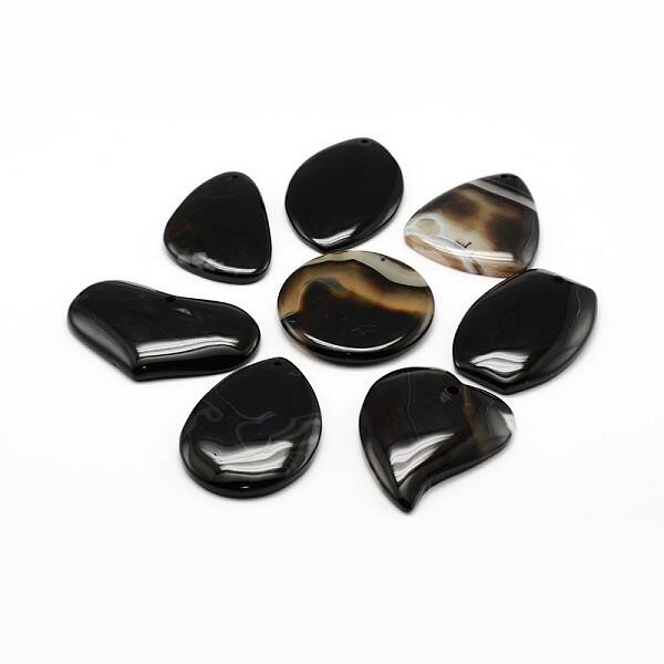 Natural Dyed & Heated Black Agate Pendants