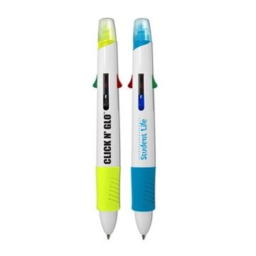 200 Custom Click n' Glo - 5 in 1 Highlighter & 4 Color Pen Combo - ...