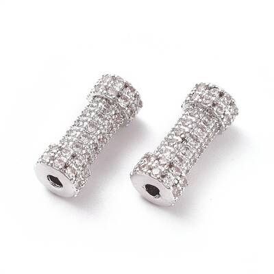 Brass Micro Pave Clear Cubic Zirconia Beads