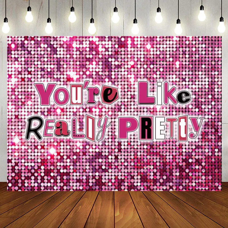 Pink Sequins You Are Like Really Pretty Backdrop - Aperturee