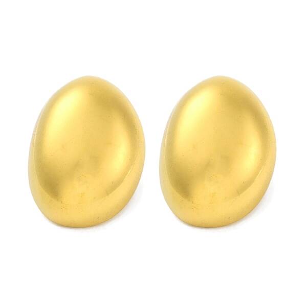 Ion Plating(IP) 304 Stainless Steel Oval Stud Earrings