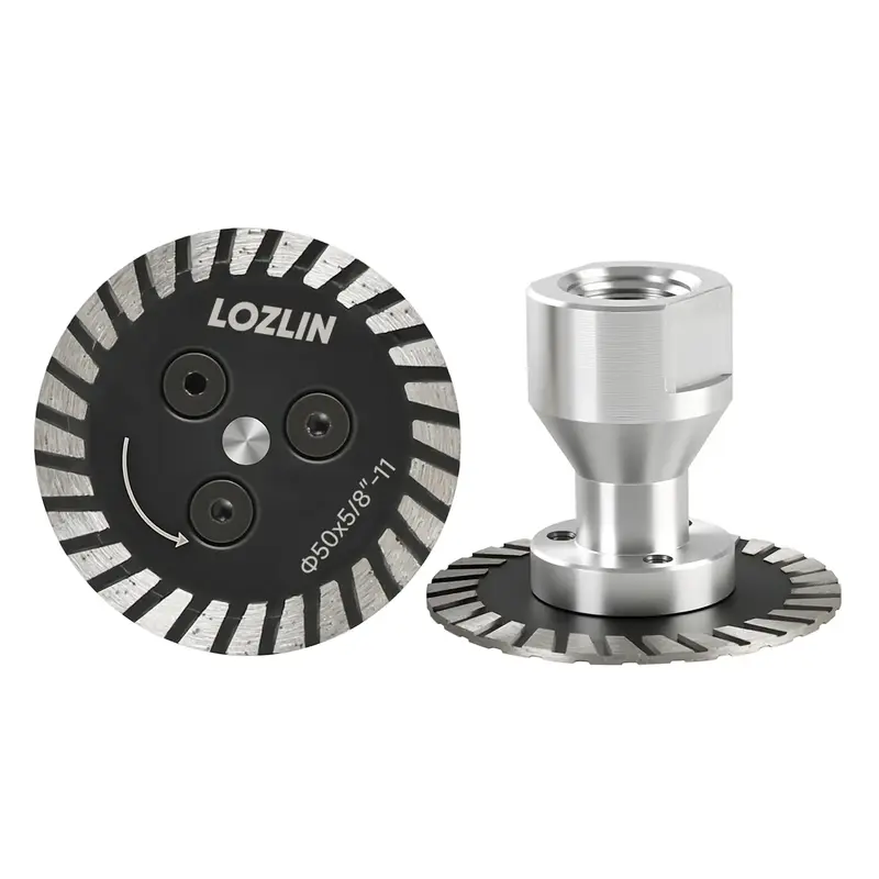 LOZLIN 2PCS 50mm Diamond Cutting Discs for Stone Concrete & Tile - 5/8-11 Abrasive Grit Blades for Precision Cuts in Tight Sp...