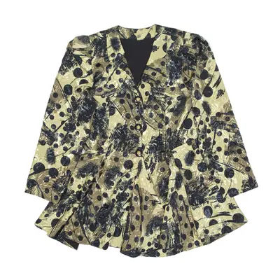 Peplum Blazer Jacket Gold 90s Polka Dot Womens S