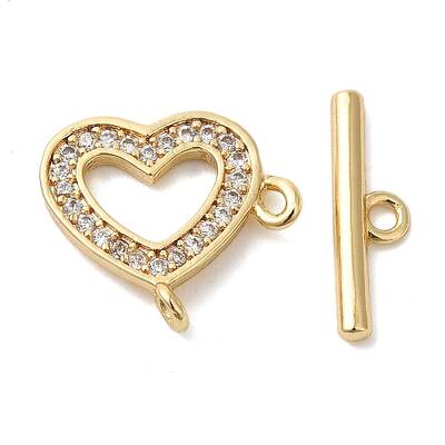 Brass Micro Pave Clear Cubic Zirconia Toggle Clasps