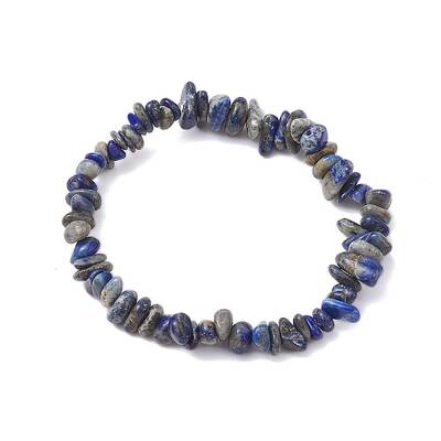Natural Lapis Lazuli Chip Beaded Stretch Bracelets for Women Men