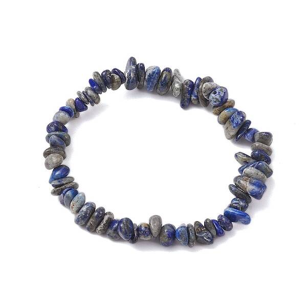 Natural Lapis Lazuli Chip Beaded Stretch Bracelets for Women Men