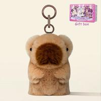 【BunnyLulu】Handmade Fluffy Capybara & Bear PomPom Pendant Keychain with Designed Tin, Cute Summer Gift, Travel Accessory,...