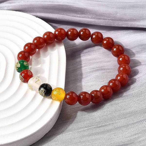 Natural Carnelian Round Beaded Bracelets