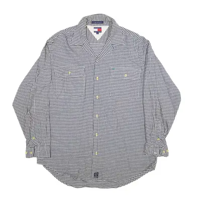 TOMMY HILFIGER Shirt Beige Gingham Long Sleeve Mens L