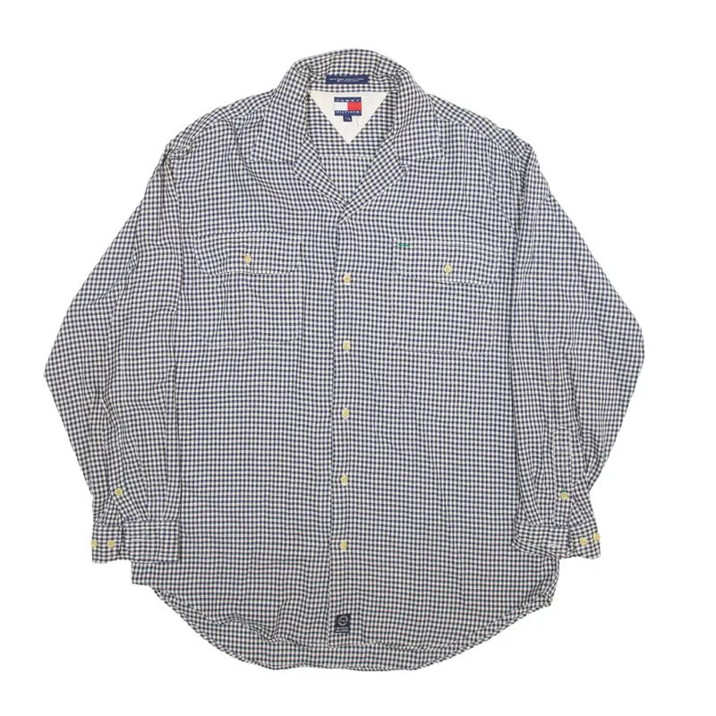 TOMMY HILFIGER Shirt Beige Gingham Long Sleeve Mens L