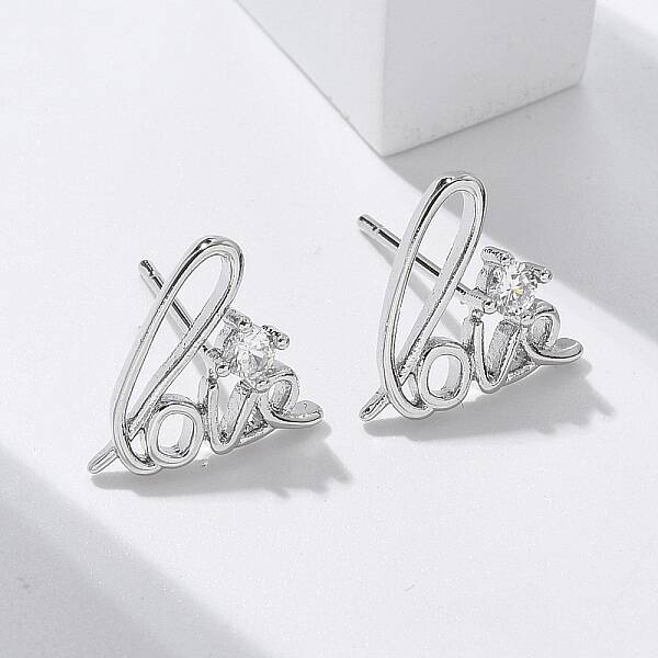 Brass Clear Cubic Zirconia Stud Earrings