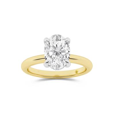 Fez Lab Grown Hidden Halo Oval Shape Diamond Engagement RIng | 14K Yellow Gold 3 1/10 ct. tw.