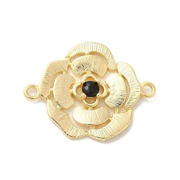 Brass Pave Glass Connector Charms