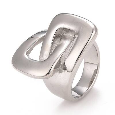 Non-Tarnish 304 Stainless Steel Interlocking Rectangle Chunky Ring for Women