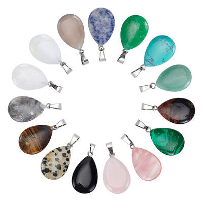 30Pcs 15 Colors Gemstone Pendants