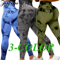 Women's 3-Color High-Waisted Tie-Dye Cropped Leggings - Tummy Control, Lifting, Comfortable Womenswear Bottom for Versatile W...