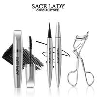 SACE LADY Waterproof Mascara Eyeliner Eyelash Curler Set Long-Lasting Volumizing Eye Makeup Set