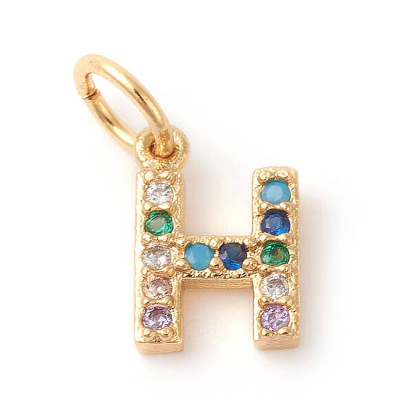 Brass Micro Pave Colorful Cubic Zirconia Charms