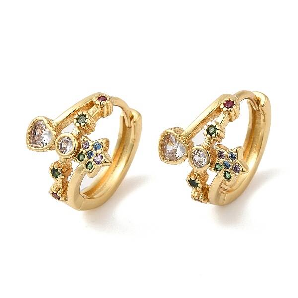 Heart & Star Cubic Zirconia Hoop Earrings