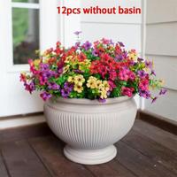 Artificial Flower without Pot, 12pcs Mixed Color UV Resistant Fake Flower, Decorative Faux Flower for Home & Garden & Yard, R...