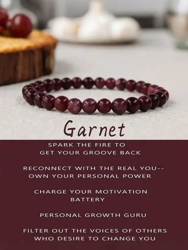 6mm Garnet Beaded Bracelet, Handmade Knotted Energy Beads Bracelet, Spiritual Warrior Jewelry for Men & Women, Fashion Access...