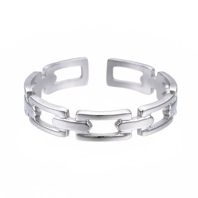 Non-Tarnish 304 Stainless Steel Rectangle Wrap Open Cuff Ring