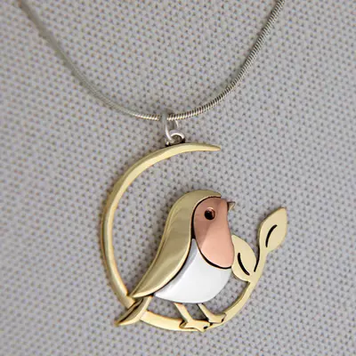 Standing Bird Sterling Necklace - with Diamond Cut Chain