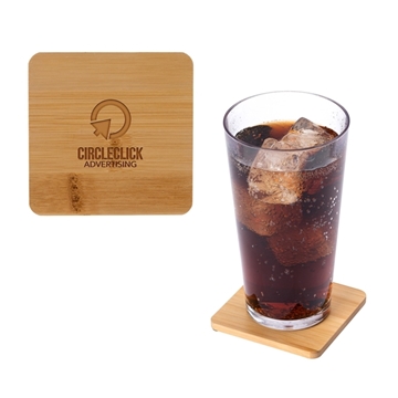 150 Promotional Brandon Single Bamboo Coaster - FDA Compliant