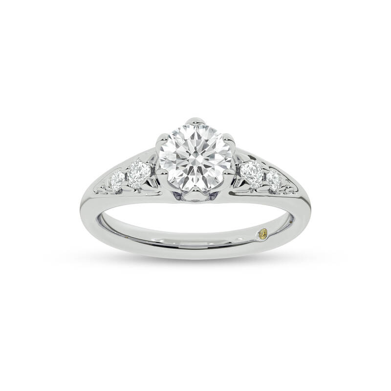 Lyon Tapered Pavé Round Lab Grown Diamond Engagement Ring | 14K White Gold 3 1/4 CT. TW.