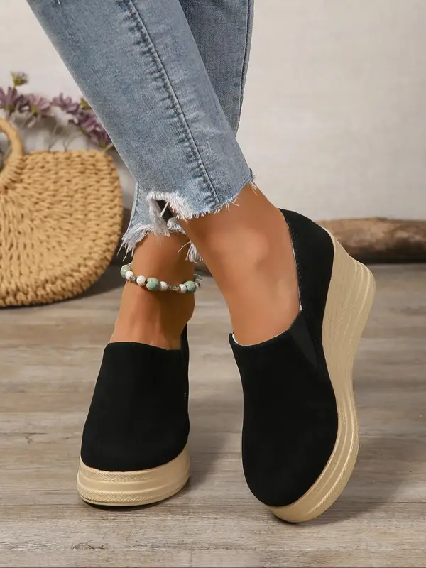 Women's Fashionable Solid Color Wedge Shoes, Casual Comfortable Shoes for Daily Wear, Female All-match Trend Shoes for Daily ...