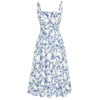 【Outdoorfun】Scarlet Darkness Floral Printed Corset Dress Ruched Bust Cami Dress Flowy Sundress for Garden Parties & Seasi...