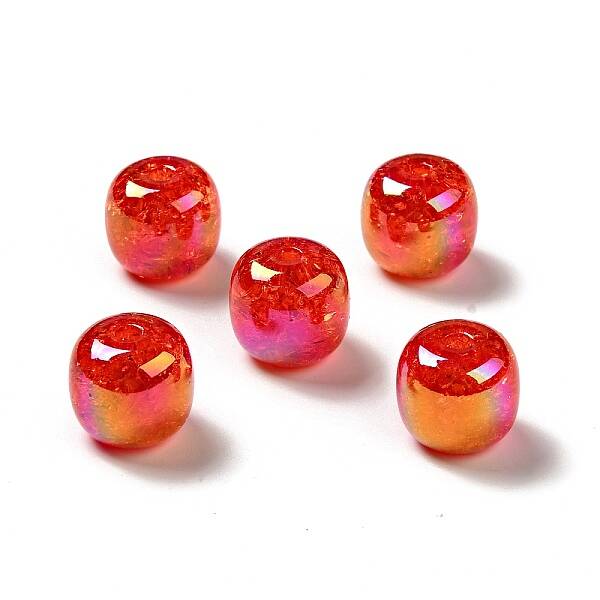 UV Plating Rainbow Iridescent Crackle Acrylic Beads