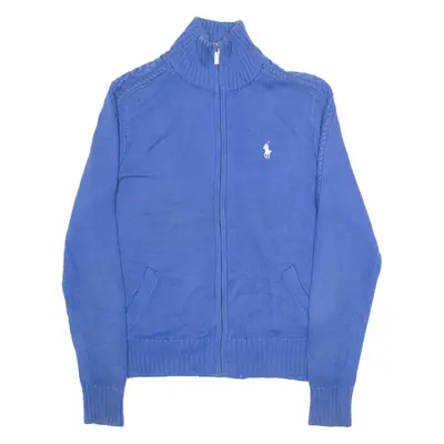 RALPH LAUREN Womens Jumper Blue High Neck Tight Knit M