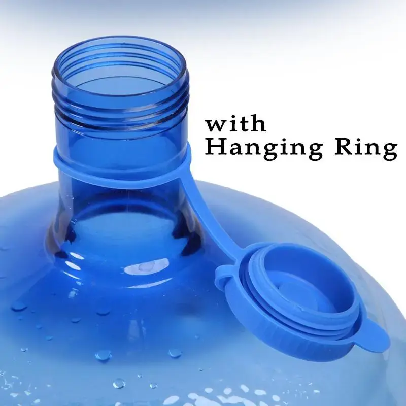 Reusable Water Jug Cap with Hole & Clip, 2pcs/set Leak & Spill Resistant Replacement Silicone Water Jug Cap with Hanging Ring...