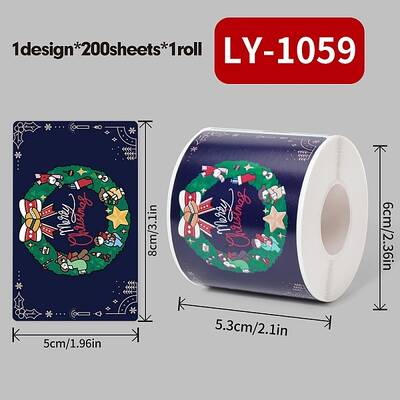200Pcs Christmas Theme Paper Self-Adhesive Stickers