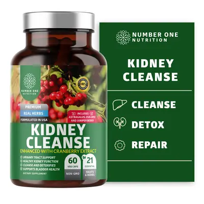 Premium Kidney Cleanse [21 Potent Herbs] for Urinary Tract & Bladder Control, Natural Kidney Support with Cranberry Extract, ...