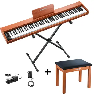 Donner DEP-1S Beginner Digital Piano Kit - Piano+Brown Bench / Natural