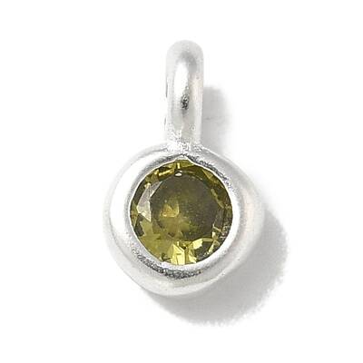 925 Sterling Sliver Cubic Zirconia Flat Round Charms