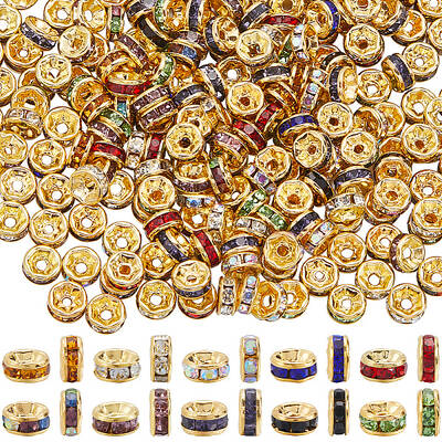 300pcs 10 Colors Brass Rhinestone Spacer Beads