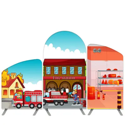 Aperturee Cartoon Red Truck Theme Arch Backdrop Kit For Boy | Chiara Wall Backdrop Diy | Diy Round Arch Backdrop | Round Arch...