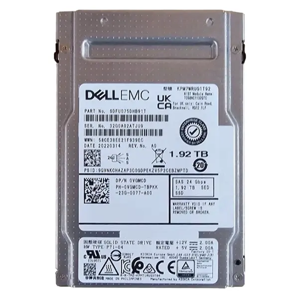 Dell VGMCD | 1.92TB Triple-Level Cell SAS 24Gb/s SED Read Intensive 2.5-Inch Solid State Drive for 14g 15g 16g PowerEdge Serv...