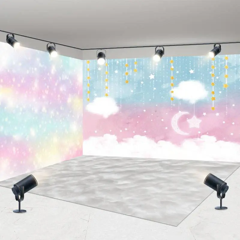 Aperturee Colorful Starry Cloud Sky Birthday Room Set Backdrop | Custom Birthday Backdrops | Cake Smash Backdrop | Name Backd...