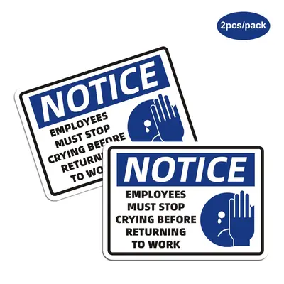 Employee Cannot Cry Warning Sticker, 2pcs/pack Creative Funny Sticker, Decorative Sticker For Car, Laptop, Phone Case, Scrapb...