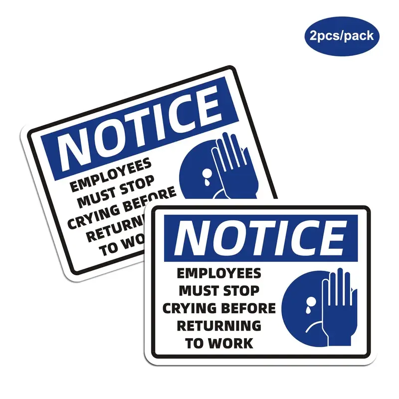Employee Cannot Cry Warning Sticker, 2pcs/pack Creative Funny Sticker, Decorative Sticker For Car, Laptop, Phone Case, Scrapb...