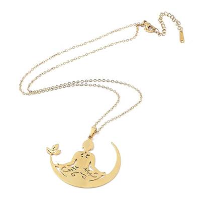 201 Stainless Steel Yoga Human Pendant Necklace with Cable Chains