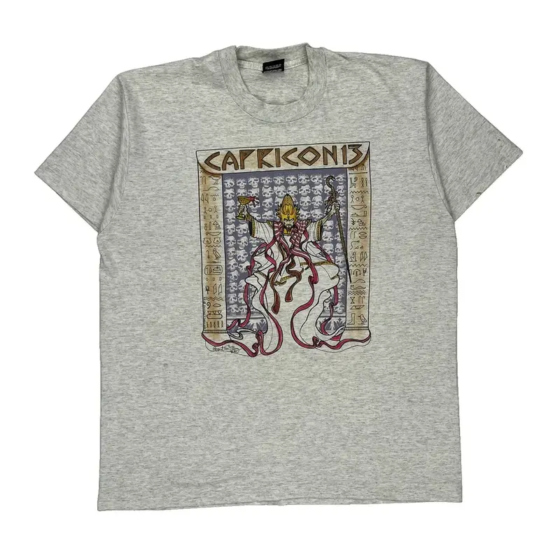 Single Stitch Screen Stars Graphic T-Shirt - XL Grey Cotton Blend