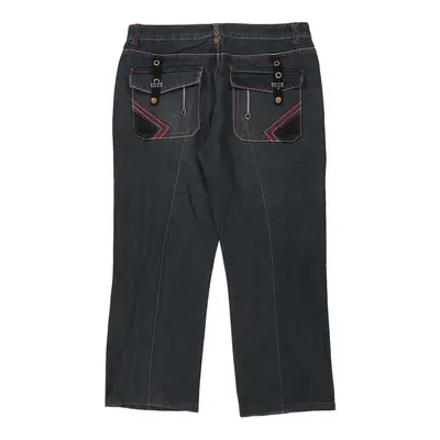 Hip Hop Red Ape Embroidered Jeans - 36W 28L Black Cotton