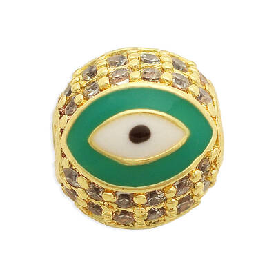 Brass Micro Pave Clear Cubic Zirconia Beads